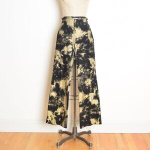 vintage Y2K pants black metallic gold marble print boot but low mid rise raver M